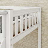 TRIVIUM XL WS : Corner Loft Bunk Twin XL Mid Corner Loft Bunk with Stairs + Angled Ladder on Right Front, Classic White Slats