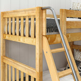 TROIKA XL NS : Multiple Bunk Beds Twin XL High Corner Loft Bunk with Angled Ladder and Stairs on Right, Slat, Natural