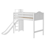 TURF WC : Play Loft Beds Twin Mid Loft Bed with Slide Platform, Curved, White