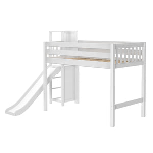 TURF NS : Play Loft Beds Twin Mid Loft Bed with Slide Platform, Slat, Natural