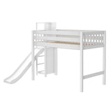 TURF WS : Play Loft Beds Twin Mid Loft Bed with Slide Platform, Slat, White