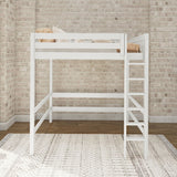 Uber Grand WS : Loft Bed Full Uber High Loft Bed with Straight Ladder on Front, Classic White Slats