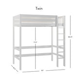 Uber JibJab WS : Standard Loft Beds Twin Uber High Loft Bed with Straight Ladder on Front, Slat, White