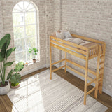 Uber Slam NS : Loft Bed Twin Uber High Loft Bed with Straight Ladder on End, Slat, Natural