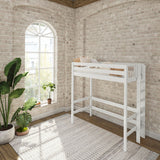 UBERSLAM XL WS : Loft Bed Twin XL Uber High Loft Bed with Straight Ladder on End, Classic White Slats
