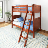 VENTI CP : Classic Bunk Beds Twin High Bunk Bed with Angled Ladder on Front, Panel, Chestnut