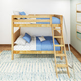VENTI NP : Classic Bunk Beds Twin High Bunk Bed with Angled Ladder on Front, Panel, Natural