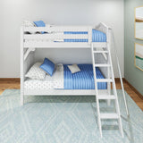 VENTI WC : Classic Bunk Beds Twin High Bunk Bed with Angled Ladder on Front, Curve, White