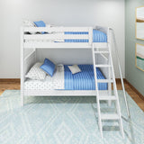 VENTI WP : Classic Bunk Beds Twin High Bunk Bed with Angled Ladder on Front, Panel, White