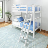 VENTI WS : Classic Bunk Beds Twin High Bunk Bed with Angled Ladder on Front, Slat, White