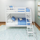 VENTI WS : Classic Bunk Beds Twin High Bunk Bed with Angled Ladder on Front, Slat, White