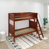 VENTI XL CP : Classic Bunk Beds Twin XL High Bunk Bed with Angled Ladder on Front, Panel, Chestnut