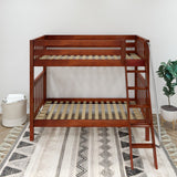 VENTI XL CS : Classic Bunk Beds Twin XL High Bunk Bed with Angled Ladder on Front, Slat, Chestnut