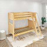 VENTI XL NP : Classic Bunk Beds Twin XL High Bunk Bed with Angled Ladder on Front, Panel, Natural