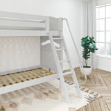 VENTI XL WC : Classic Bunk Beds Twin XL High Bunk Bed with Angled Ladder on Front, Curve, White