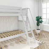 VENTI XL WS : Classic Bunk Beds Twin XL High Bunk Bed with Angled Ladder on Front, Slat, White
