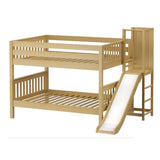VOODOO NS : Play Bunk Beds Full Low Bunk Bed with Slide Platform, Slat, Natural
