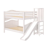 VOODOO WC : Play Bunk Beds Full Low Bunk Bed with Slide Platform, Curve, White