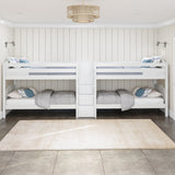 WONDERFUL XL WC : Multiple Bunk Beds Twin XL Quadruple Bunk Bed with Stairs, Curve, White