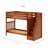 WOPPER CS : Staircase Bunk Beds Twin High Bunk Bed with Stairs, Slat, Chestnut