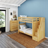 WOPPER NS : Staircase Bunk Beds Twin High Bunk Bed with Stairs, Slat, Natural