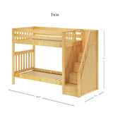 WOPPER NS : Staircase Bunk Beds Twin High Bunk Bed with Stairs, Slat, Natural