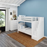 WOPPER WC : Staircase Bunk Beds Twin High Bunk Bed with Stairs, Curve, White