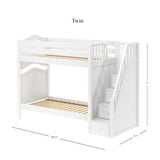 WOPPER WC : Staircase Bunk Beds Twin High Bunk Bed with Stairs, Curve, White