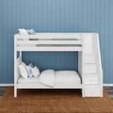 WOPPER XL WS : Staircase Bunk Beds Twin XL High Bunk Bed with Stairs, Slat, White