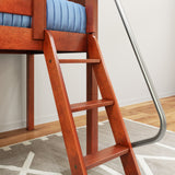 WOW CP : Loft Bed Twin Low Loft Bed with Slide and Angled Ladder on Front, Chestnut Panel