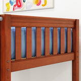 WOW CS : Loft Bed Twin Low Loft Bed with Slide and Angled Ladder on Front, Chestnut Slats