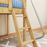 WOW NP : Loft Bed Twin Low Loft Bed with Slide and Angled Ladder on Front, Natural Birch Panel