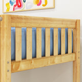 WOW NS : Loft Bed Twin Low Loft Bed with Slide and Angled Ladder on Front, Natural Birch Slats
