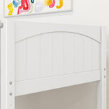 WOW WP : Loft Bed Twin Low Loft Bed with Slide and Angled Ladder on Front, Classic White Panel