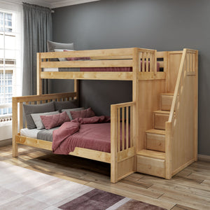 High Twin XL over Queen Bunk Bed with Stairs