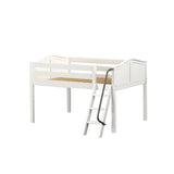 XL WC : Standard Loft Beds Full Low Loft Bed with Angled Ladder on Front, Curve, White