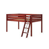 XL XL CS : Loft Bed Full XL Low Loft Bed with Angled Ladder on Front, Slat, Chestnut
