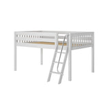 XL XL WS : Loft Bed Full XL Low Loft Bed with Angled Ladder on Front, Slat, White