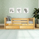 YEAH UU NS : Kids Beds Twin Toddler Bed with Underbed Dresser, Slat, Natural