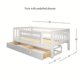 YEAH UU WS : Kids Beds Twin Toddler Bed, Slat with Underbed Dresser, White