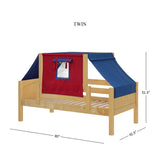 YO21 NP : Kids Beds Twin Toddler Bed with Tent, Panel, Natural