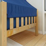 YO21 NS : Kids Beds Twin Toddler Bed with Tent, Slat, Natural