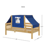 YO22 NS : Kids Beds Twin Toddler Bed with Tent, Slat, Natural