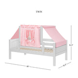 YO23 WP : Kids Beds Twin Toddler Bed with Tent, Panel, White