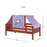 YO27 CP : Kids Beds Twin Toddler Bed with Tent, Panel, Chestnut