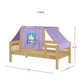 YO27 NS : Kids Beds Twin Toddler Bed with Tent, Slat, Natural