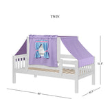 YO27 WS : Kids Beds Twin Toddler Bed with Tent, Slat, White