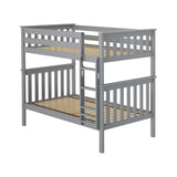 177201-121 : Bunk Beds Twin over Twin Slat Bunk w/ Straight Ladder incl. Slat Rolls, Grey