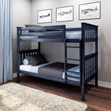 177201-131 : Bunk Beds Twin over Twin Slat Bunk w/ Straight Ladder incl. Slat Rolls, Blue