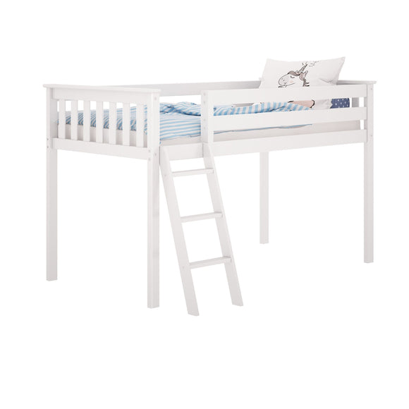 177212-002 : Loft Beds Low Loft Bed w/ Angle Ladder, White